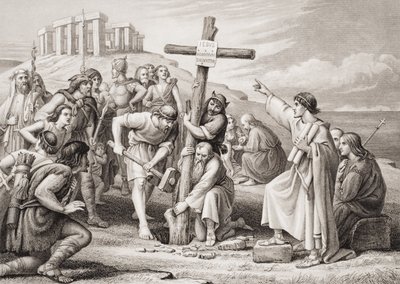 A primeira pregação do cristianismo na Grã-Bretanha, de "Ilustrações da história escocesa e inglesa", Volume I de Charles West Cope