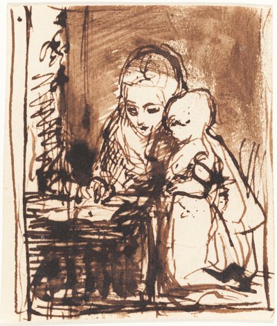 Mulher lendo para uma criança de Charles West Cope