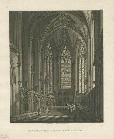 Interior da Catedral de Lichfield - Lady Chapel: gravura em aquatinta, sd [c 1813] (impressão) de Charles Wild
