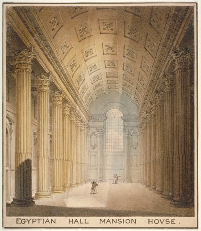 Vista interior do Egyptian Hall, Mansion House, City of London, 1820 de Charles Wild