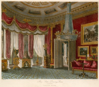 Sala de desenho de cetim rosa, Carlton House, Londres de Charles Wild