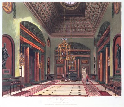 O Hall de entrada, Carlton House, gravado por R. Reeve, pub. 1819 por WHPyne de Charles Wild