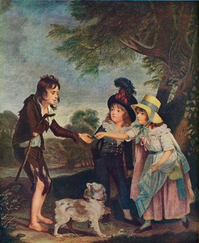 Retrato de Sir Francis Fords Children Dando uma moeda a um Mendigo. Exibido 1793 1906 de Charles Wilkinson