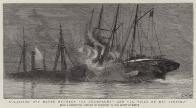 Colisão fora de Havre entre Champagne e a cidade do Rio de Janeiro de Charles William Wyllie