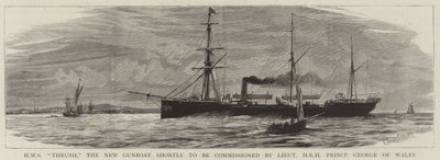 HMS Thrush, o novo Gunboat em breve a ser encomendado pelo tenente HRH Prince George of Wales de Charles William Wyllie