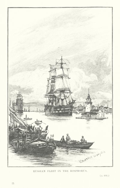 Frota russa no Bósforo (litografia) de Charles William Wyllie