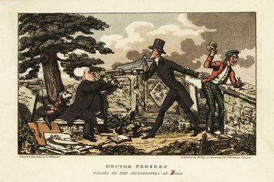 Turistas ingleses desfigurando uma antiga tumba com martelo e cinzel na ilha de Iona, Hébridas Interior, Escócia de Charles Williams