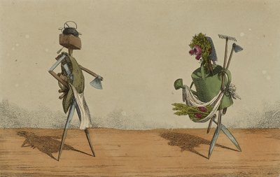 Implementa Animado, Placa 2, Dedicado aos Carpinteiros e Jardineiros da Grã-Bretanha, c.1811 (gravura à mão colorida) de Charles Williams