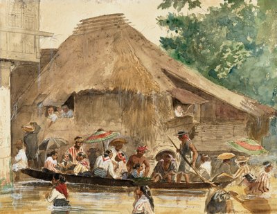Extremo Oriente: Uma rua em Manila durante as cheias de Charles Wirgman