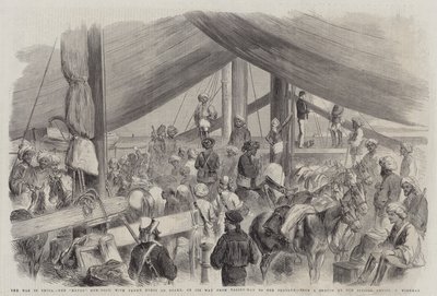 A Guerra na China, o Navio-metralhadora Havoc, com o Cavalo de Fane a bordo, a caminho de Talien-Wan até o Pehtang de Charles Wirgman