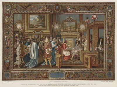 Audiência de Luís XIV ao embaixador papal Sigismondo Chigi em Fontainebleau, 29 de julho de 1664 de Charles after Le Brun