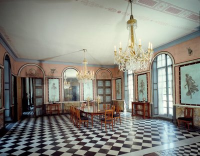 Vista da sala de jantar do castelo de Malmaison, residência do Imperador Napoleão I (1769-1821), decorado por Charles Percier (1764-1838) e Pierre Francois Leonard Fontaine (1762-1853) 1800 Rueil Malmaison, musee du chateau de Charles and Fontaine Pierre Percier