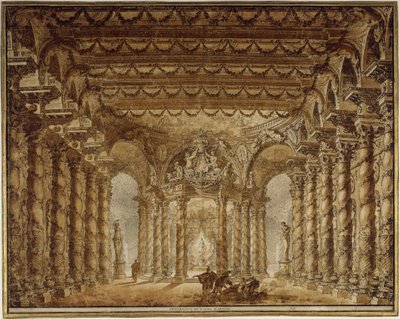Cenografia para a ópera Armide de Jean-Baptiste Lully, 1760. de Charles de Wailly
