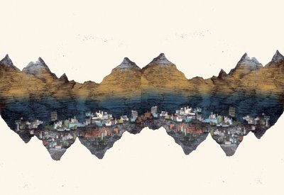 And the Mountains Echoed, 2013 (gravura a ponto seco e digital) de Charlotte Orr