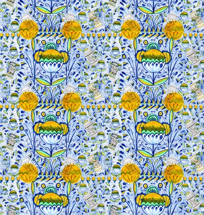 Ashmolean Museum Pattern Design, 2020 (pincel e canetas) de Charlotte Orr