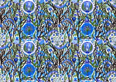 Ashmolean Museum Pattern Design #2, 2020 (pincel e canetas) de Charlotte Orr