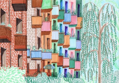 Varandas de Kreuzberg, 2017 (canetas) de Charlotte Orr