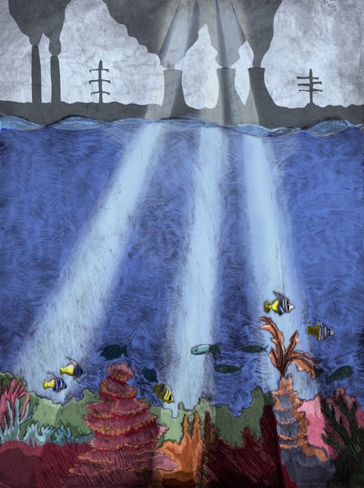 Coral Reef, 2013 (gravura a ponto seco e digital) de Charlotte Orr