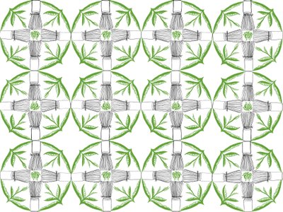 Matcha Repeat Pattern, 2018 (caneta e tinta) de Charlotte Orr