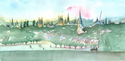 Oxford Spires, 2014 (aquarela) de Charlotte Orr