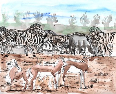Safari 3, 2018 (tinta e aquarela) de Charlotte Orr