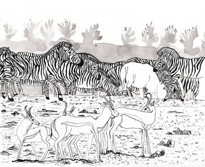 Safari 3, 2018 (tinta e aquarela) de Charlotte Orr