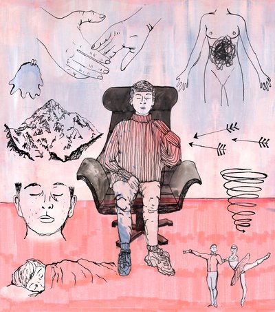 Ilustração Terapia, 2018 (tinta e acrílico) de Charlotte Orr