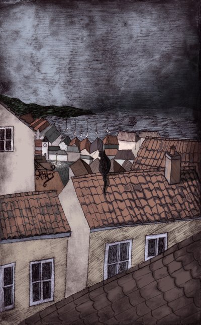 Under Milk Wood, 2013 (gravura a ponto seco e digital) de Charlotte Orr