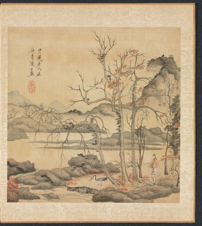 Pinturas após mestres antigos: Daoist e Crane na paisagem de outono, 1598-1652. de Chen Hongshou