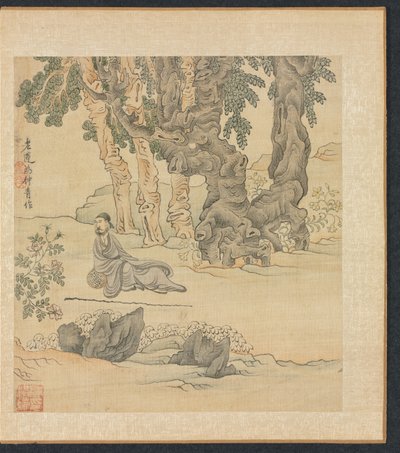 Pinturas após mestres antigos: Retrato de Zhongqing em uma paisagem, 1598-1652. de Chen Hongshou