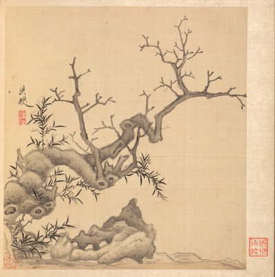 Pinturas segundo Mestres Antigos: Rock, Old Tree, and Bamboo, 1598-1652. de Chen Hongshou