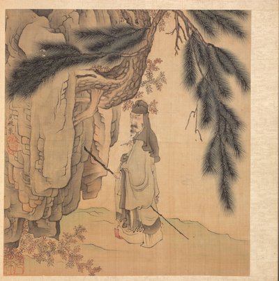 Pinturas após antigos mestres: erudito com bastão e pincel de Chen Hongshou