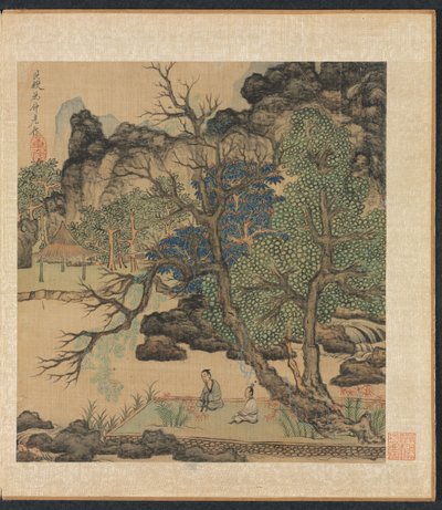 Pinturas após antigos mestres: estudiosos em um jardim de Chen Hongshou