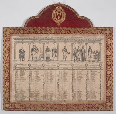 Calendário francês para o ano de 1816 Galeria Geral dos Soberanos dos Estados Europeus, 1816 de Chevalier Henry Guillot