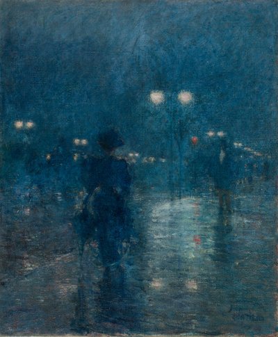 Quinta Avenida Nocturne, c.1895 (óleo sobre tela) de Childe Frederick Hassam