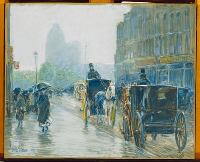 Táxis puxados por cavalos, Nova Iorque de Childe Frederick Hassam