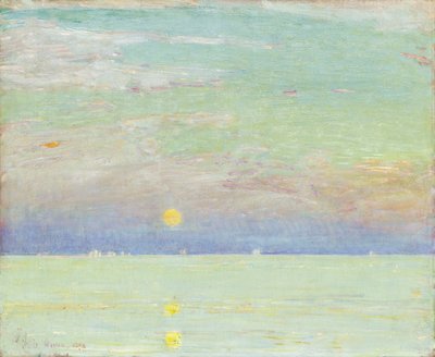 Nascer da lua ao pôr do sol, Cape Ann de Childe Frederick Hassam