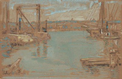 North River Dock, Nova York de Childe Frederick Hassam