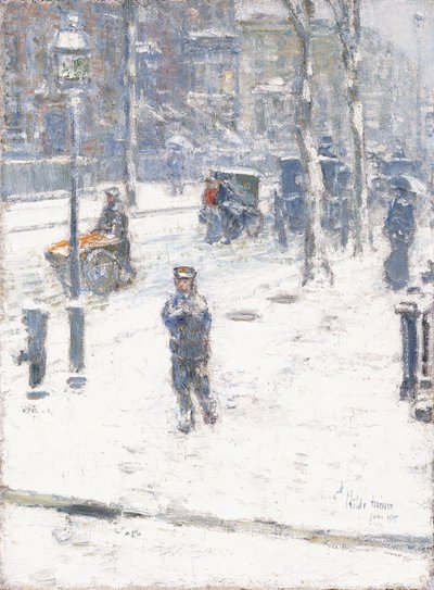 Tempestade de Neve, Quinta Avenida, Nova Iorque de Childe Frederick Hassam