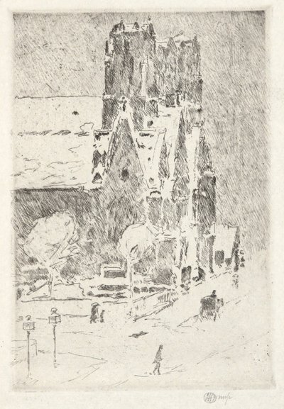 Igreja do Calvário na neve de Childe Hassam