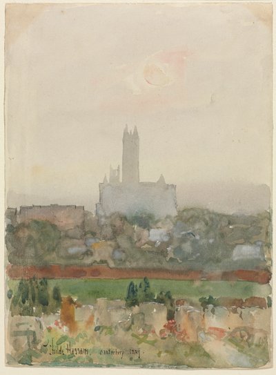 Catedral de Canterbury reta, 1889. de Childe Hassam