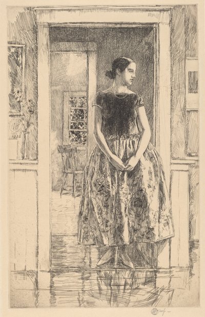 Garota em um vestido moderno de Childe Hassam
