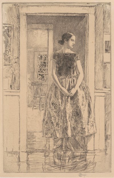 Garota em um vestido moderno de Childe Hassam
