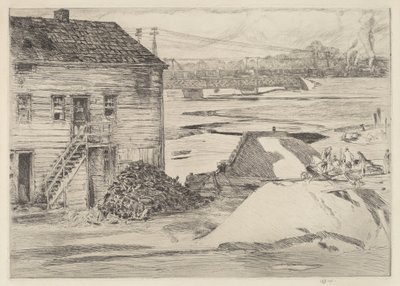 Maré baixa, ponte Cos Cob de Childe Hassam