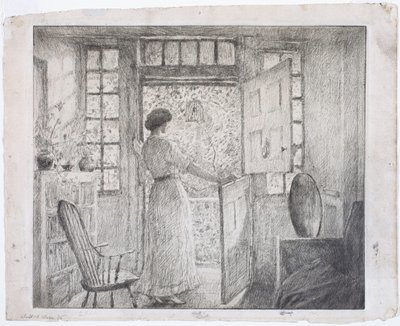 A porta holandesa (reto), a dança grega (verso) de Childe Hassam
