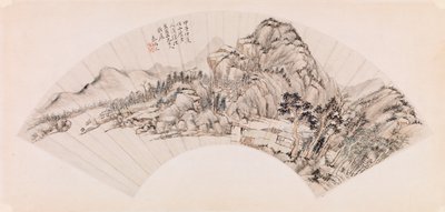 Ventilador representando uma paisagem (tinta no papel) de Chin Ping wen Chin Ping wen