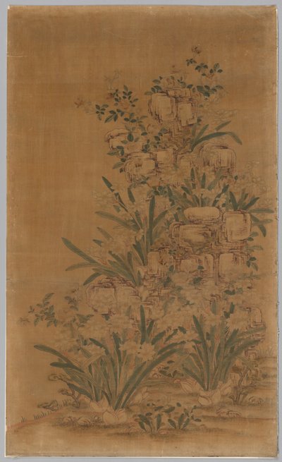 Painel Kesi: Rochas e Narciso de China, Qing dynasty