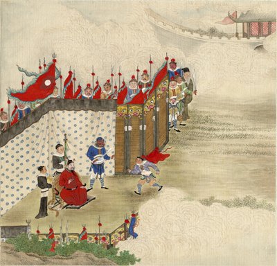 Príncipe chinês recebendo correio, ca 1820 de Chinese Master
