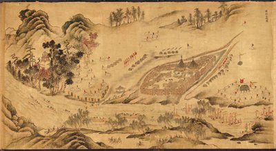 Mapa com um acampamento russo no leste da Sibéria, 1689-1722 de Chinese Master