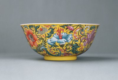 Uma bela tigela de fundo amarelo da família rosa, 1821-1850 de Chinese School